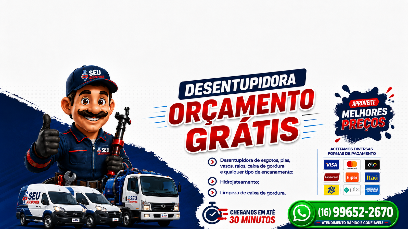Seu Encanador Profissional, serviço de encanador e desentupidora 24h para cidades atendidas no interior de São Paulo.